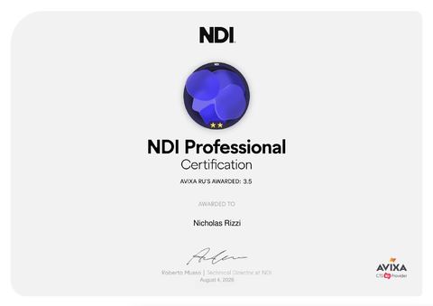 Anteprima certificato: NDI Professional