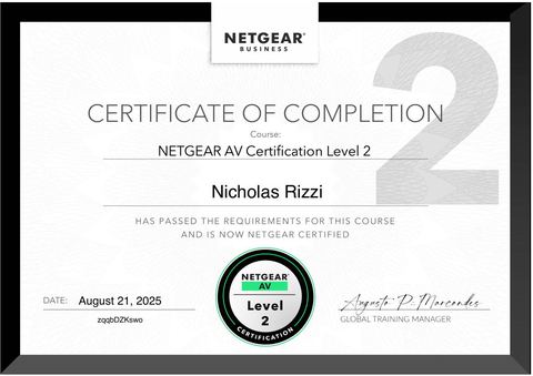 Anteprima certificato: NETGEAR AV — Level 2