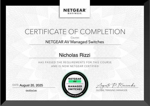 Anteprima certificato: NETGEAR AV — Managed Switches